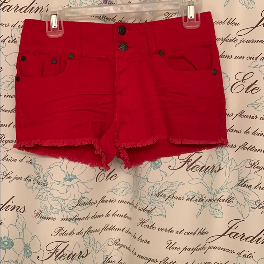 Bright Red Jean Shorts
